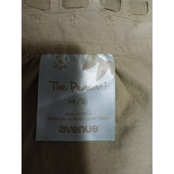 Avenue Shirt Ladies 14 Green Short Sleeve Peasant‎ Bohemian - Picture 4 of 5